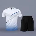 Men's soccer training set featuring quick-dry t-shirt and black shorts in white blue - M / Top And Bottom / White