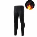Men's black fleece-lined thermal compression leggings for winter sports and training - S / Bottoms / Fleece Lined / Black Thread