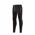 Men's athletic compression leggings in black with orange stitching non-fleece fit - S / Bottoms / Unlined / Black/Orange