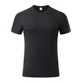 Men's athletic quick-dry short sleeve T-shirt in dark grey, professional fitness style. - S / Tops / Black