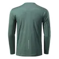 Back view of a men's quick-dry breathable long-sleeve teal sports t-shirt. - XS / Tops / Army Green