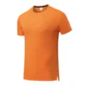Men's breathable quick-dry sports t-shirt in vibrant orange for running and gym workouts - S / Tops / Vibrant Orange