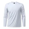 Front view of a breathable white long-sleeve quick-dry sports t-shirt for men. - XS / Tops / White