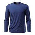 Front view of a dark blue long-sleeved quick-dry sports t-shirt with reflective accents - XS / Tops / Navy Blue