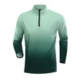 Front view of men's half-zip quick-dry athletic shirt with green gradient design - M / Tops / Gradient Dark Green