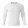 Men's white long sleeve quick dry athletic t-shirt for gym running and fitness training - S / Tops / Glacier White