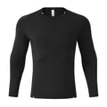 Men's quick-dry long-sleeved athletic compression shirt in solid black for gym and running - S / Tops / Basic Black