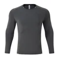 Men's athletic grey long sleeve t-shirt, breathable quick-dry top for gym training - Dark Gray