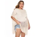 Gedetailleerde weergave van beige plus-size gehaakte strandcover-up voor de zomer - Beige Bruin