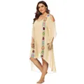 Vestido de playa de talla grande con detalles de ganchillo y un dobladillo irregular - 2XL / Tops / Albaricoque