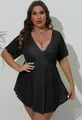 Plus size μαύρο δικτυωτό κάλυμμα παραλίας με βαθύ ντεκολτέ V και πολύ κομψή διαφάνεια - 0XL / Tops / Μαύρο