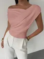 Haut sans manches asymétrique rose élégant pour femmes dans un style minimaliste chic - Rose