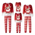 Bijpassende kerstpyjamaset voor het hele gezin met rendier- en witte sneeuwvlokprint - L / Tops / Hondenpatroon / Witte Geweien