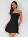 Stylish black strapless pleated mini dress variant for a chic summer fashion look - S / Bottoms / Black