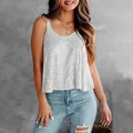 Detailed view of a silver sequined sleeveless tank top for party and club wear - S / Tops / Silver