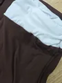 Close-up detail of high-waist color-block yoga pants showing soft fabric texture. - S / Bottoms / Coffee