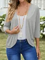 Cardigan leggero in maglia grigia da donna con davanti aperto e maniche a tre quarti - Taglia S / Top / Grigio