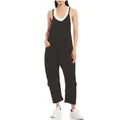 Comfortable loose fit black overalls jumpsuit for women with functional side pockets - Pure Black