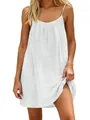 Mini robe nuisette blanche sans manches dos nu avec silhouette ample pour femme - S / Bas / Blanc