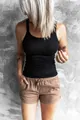 Women's slim fit black ribbed tank top casual summer sleeveless basic round neck vest - S / Tops / Black