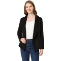 Detalle de chaqueta negra de ante para mujer con solapas drapeadas muy elegantes - S / Tops / Negro