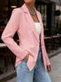 Elegant pink lapel blazer jacket for women with long sleeves and single button closure style - S / Tops / Pink