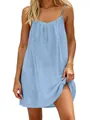 Abito estivo senza maniche da donna celeste, stile casual e comodo per la spiaggia - Blu