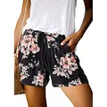 Close-up of the floral print pattern and drawstring waist on casual summer shorts - 3XL / Bottoms / Floral