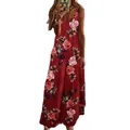 Elegantes rotes Sommer-Maxikleid mit Blumenmuster für den böhmischen Strandurlaub - S / Unterteile / Rot