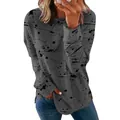 Detail view of casual grey long-sleeved shirt featuring artistic black splatter print design - 3XL / Tops / Graffiti Dark Gray