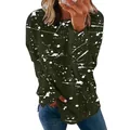 Casual olive green long sleeve sweatshirt featuring a unique white paint splatter print - 3XL / Tops / Graffiti Army Green
