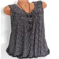 Mouwloze zomertop met V-hals en bloemenprint voor dames in een donkergrijze kleur - S / Tops / donkergrijs