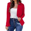Red short blazer for women with open front and lapel collar in casual business style - S / Tops / Red