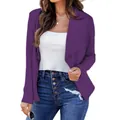 Primer plano de una chaqueta blazer morada casual para mujer con cuello de solapa. - Púrpura