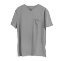 T-shirt sportiva grigia da uomo con scollo a V e taschino, top casual tinta unita. - 3XL / Top / Con Tasche / Grigio chiaro