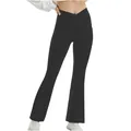 Women's slim fit high waisted black flare yoga pants for gym fitness and casual wear - S / Bottoms / Internal Pocket Included / Black