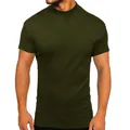 T-shirt da uomo slim fit con collo a lupetto in elegante colore verde oliva scuro - Taglia S / Top (Manica Corta) / Verde militare