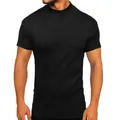 T-shirt da uomo slim fit a maniche corte con collo a lupetto in cotone nero - Taglia S / Top (Manica Corta) / Nero