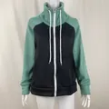 Women's stylish two-tone green and black fleece-lined zip-up hoodie jacket for winter - 3XL / Tops / Sea Green