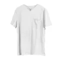 T-shirt da uomo bianca con scollo a V e taschino, stile sportivo per l'estate - 3XL / Top / Con Tasche / Bianco