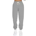 Nahaufnahme graue gefütterte Jogginghose mit weißem Kordelzug und Bündchen - Grau