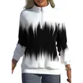Vista detallada de la sudadera de mujer con estampado degradado y cuello con cremallera - S / Tops / Negro