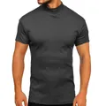 T-shirt da uomo slim fit con collo alto a maniche corte in cotone antracite - Taglia S / Top / Grigio (Manica Corta)