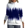 Primer plano de sudadera de mujer con media cremallera y diseño de degradado azul. - S / Tops / Azul