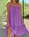 Détail d'une robe nuisette à fleurs violette grande taille avec bretelles - S / Haut Et Bas / Violet