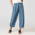 Comfortable sky blue loose casual pants for women with elastic waist and side pockets - Light Blue