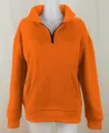 Felpa arancione vivace da donna con mezza zip e pratica tasca a marsupio frontale. - 3XL / Top / Arancione