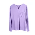 Haut à manches longues pour homme à col en V violet avec une poche de poitrine - S / Haut Avec Poche / Violet