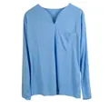 Haut de sport bleu ciel pour homme avec col en V, manches longues et poche de poitrine - S / Haut Avec Poche / Bleu clair