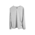 Haut de sport à manches longues et col en V pour hommes en gris clair minimaliste - S / Haut - Sans Poche / Gris clair